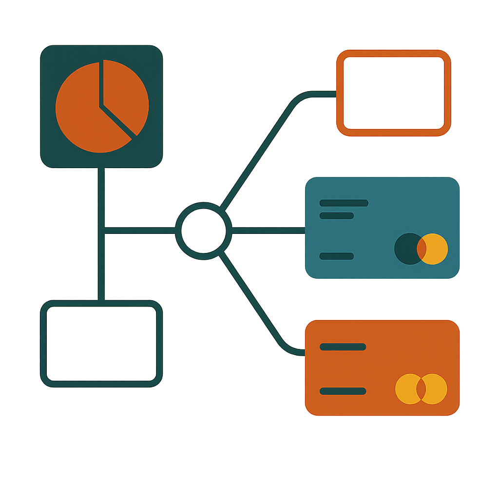 Decision tree flowchart mapping spend profile to card choice
