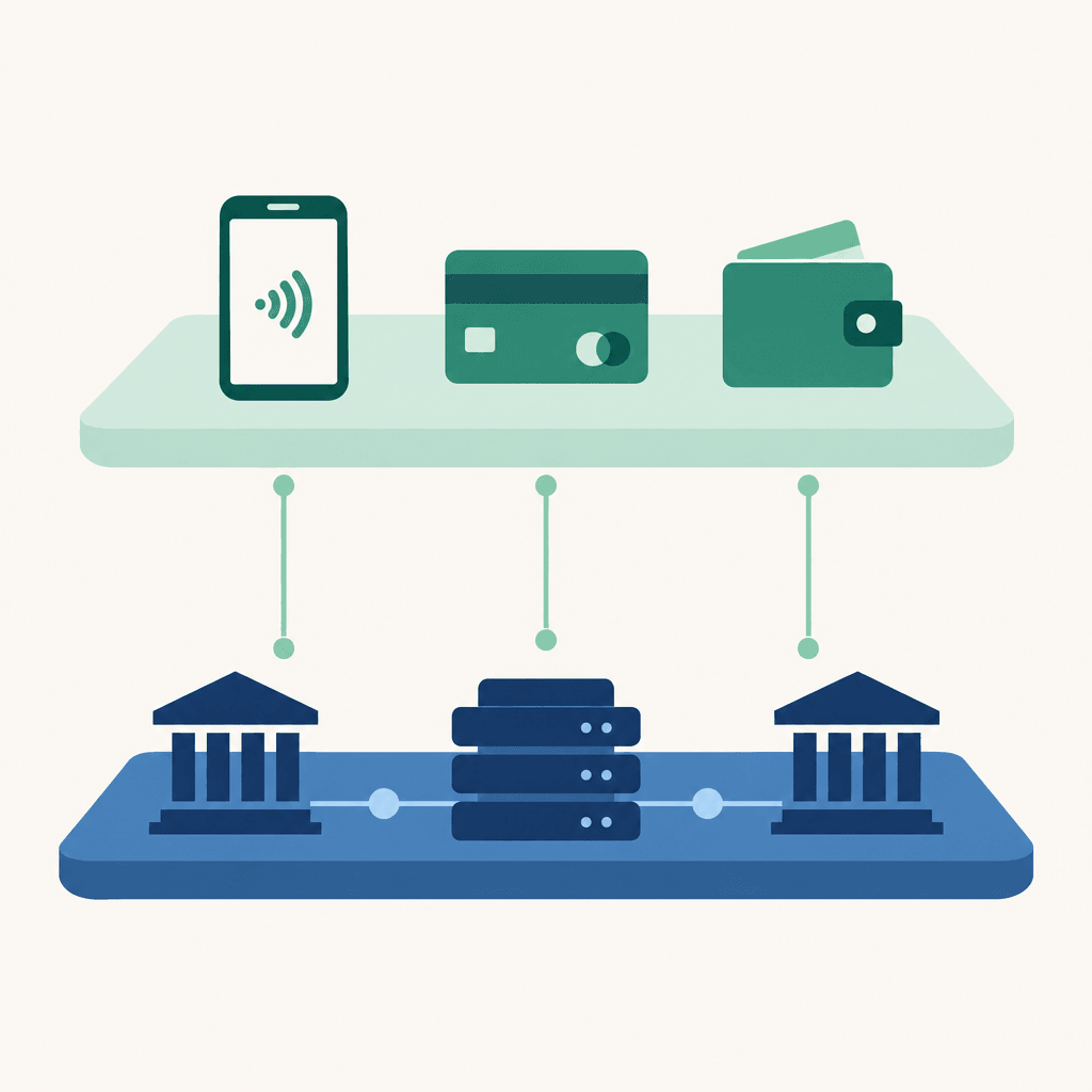 Institutional settlement infrastructure separated from a consumer payment layer
