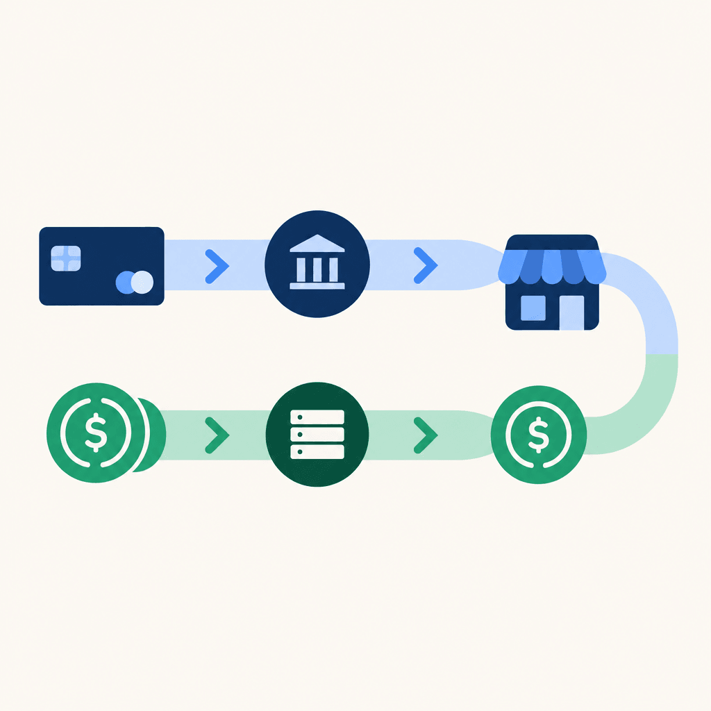 Separate lanes for card purchases and backend stablecoin settlement