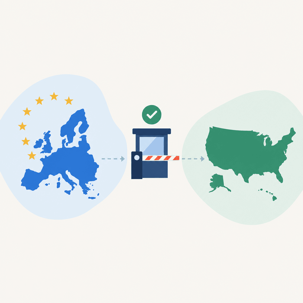 EEA launch territory and US residency separated by an eligibility checkpoint