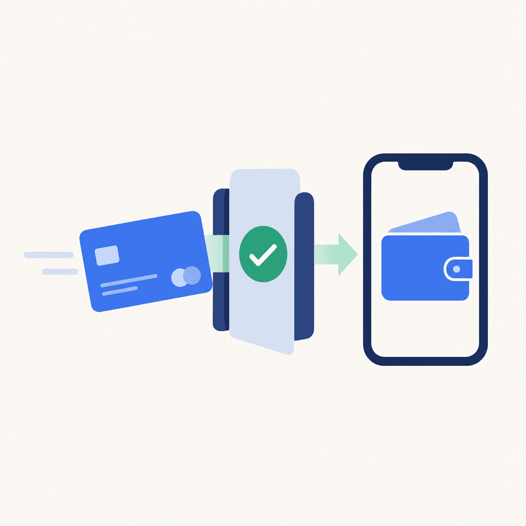 Virtual card entering a mobile wallet through an eligibility checkpoint