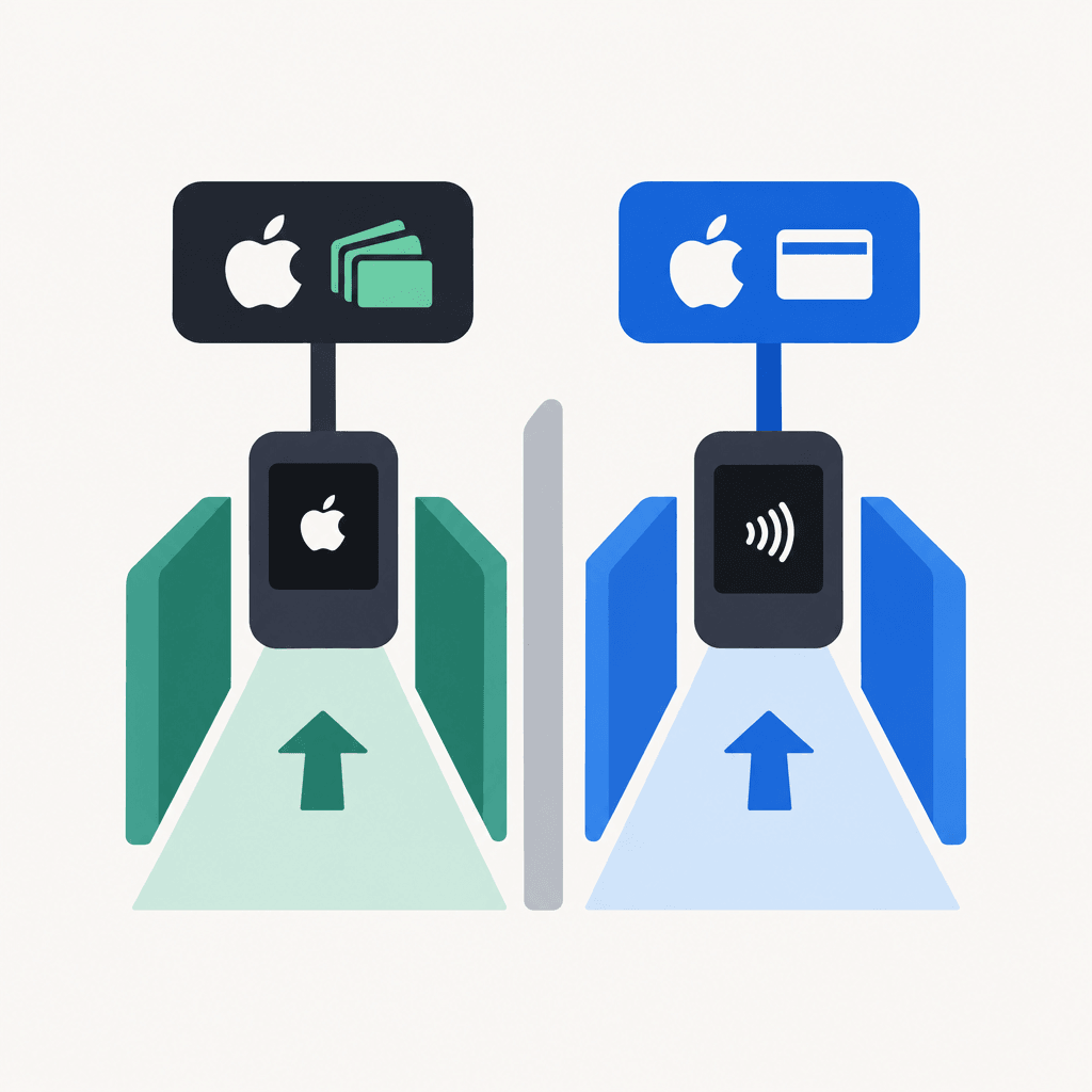 Separate payment lanes for Apple Cash reloads and Apple Pay card purchases