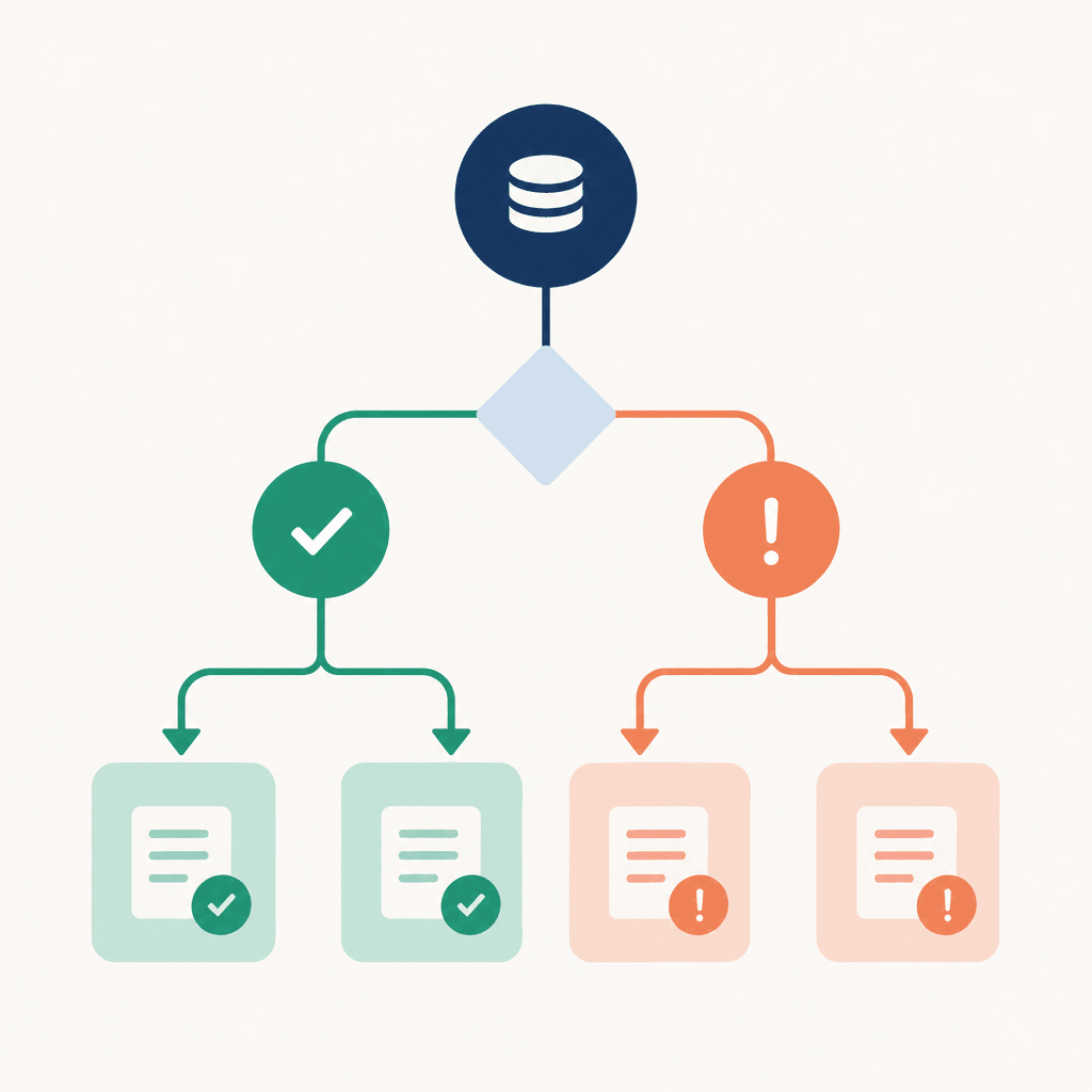 Pre-funding decision tree with verified and unresolved requirements