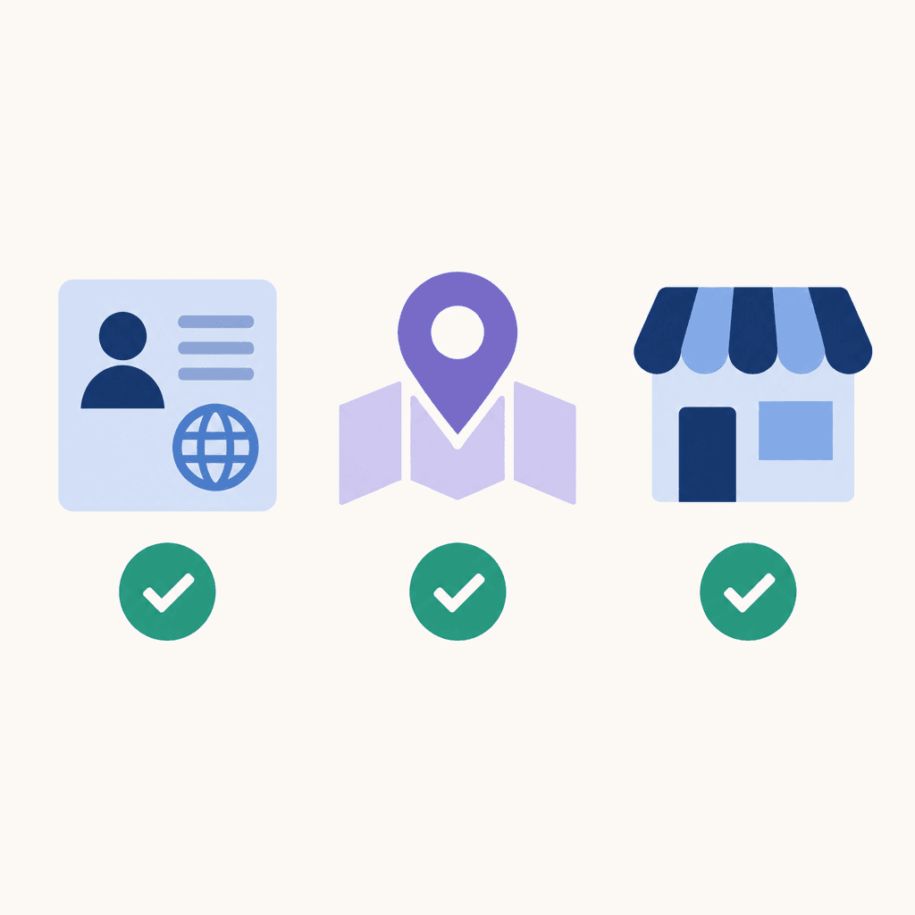 Separate checkpoints for residency eligibility, destination support, and merchant acceptance