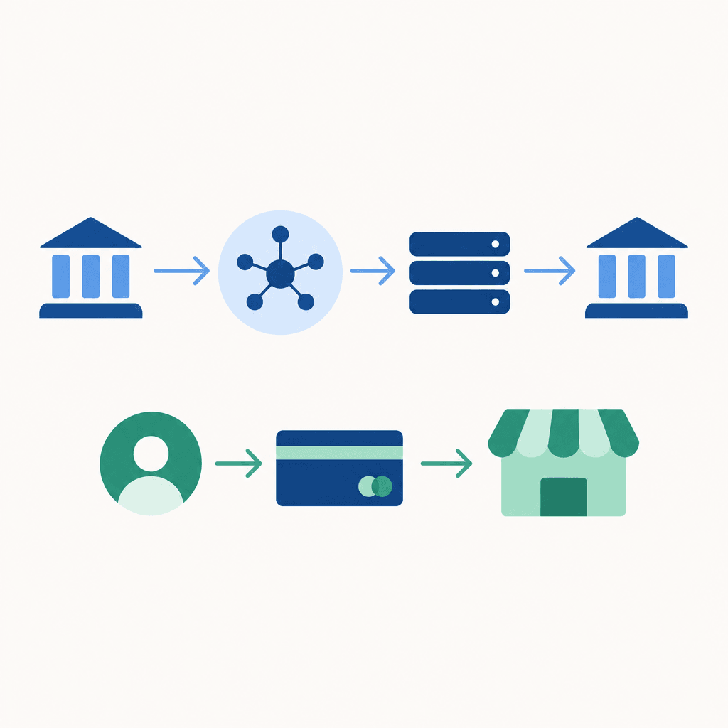 Separate network settlement and consumer card purchase flows