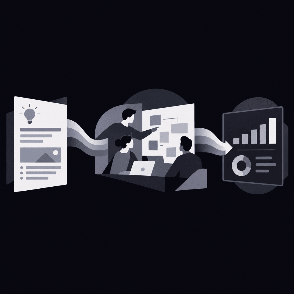 Product brief flowing through scenes to measurement