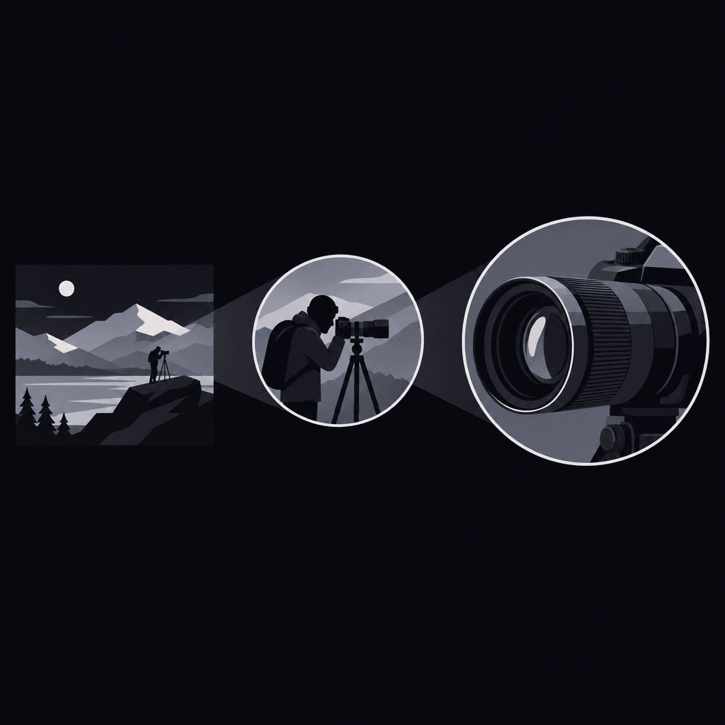 Shot progression from wide framing to product detail