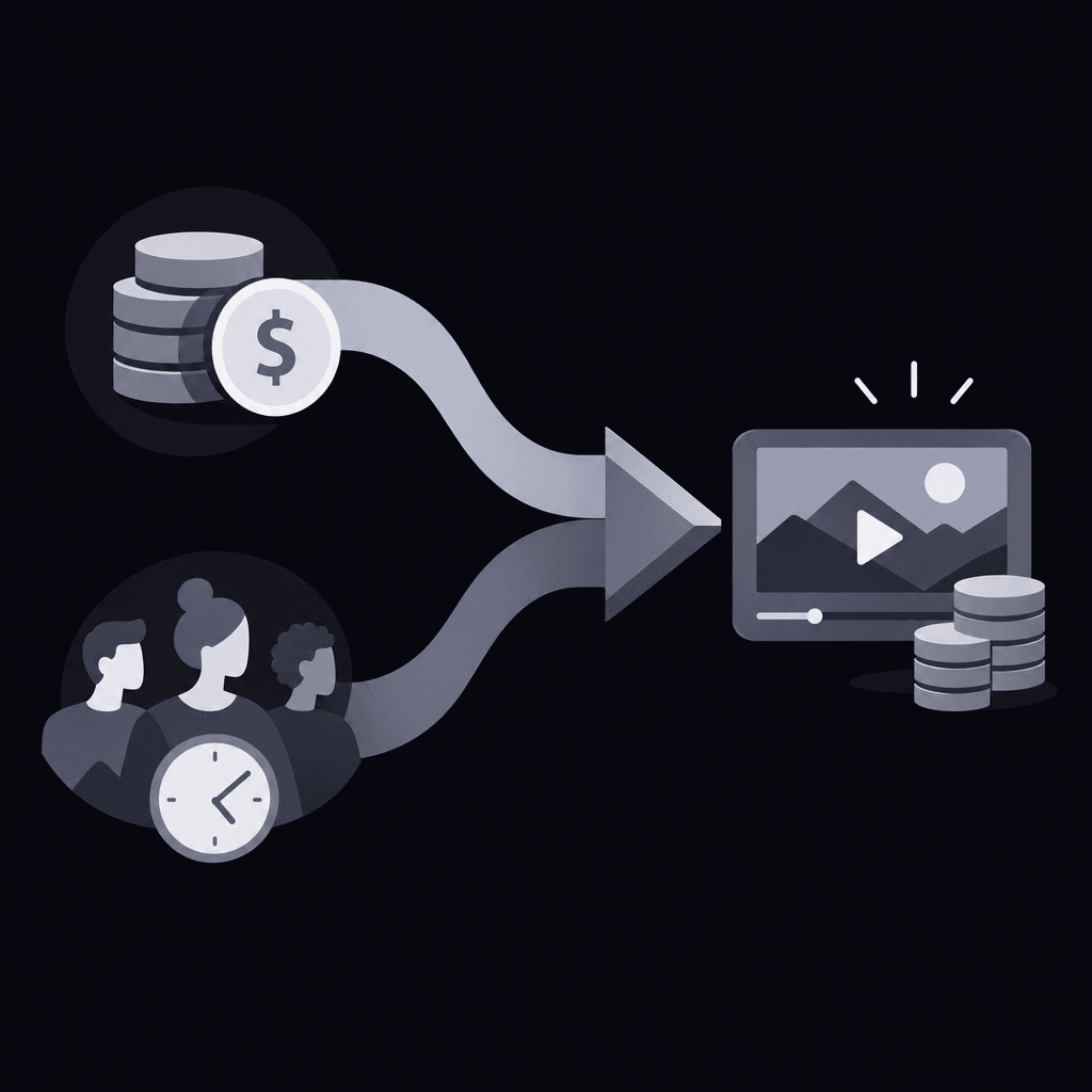 Generation spending and team time converging into a finished-video budget