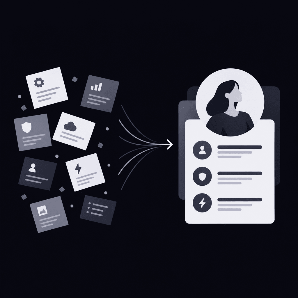 Scattered software feature notes becoming a clear buyer-centered narrative