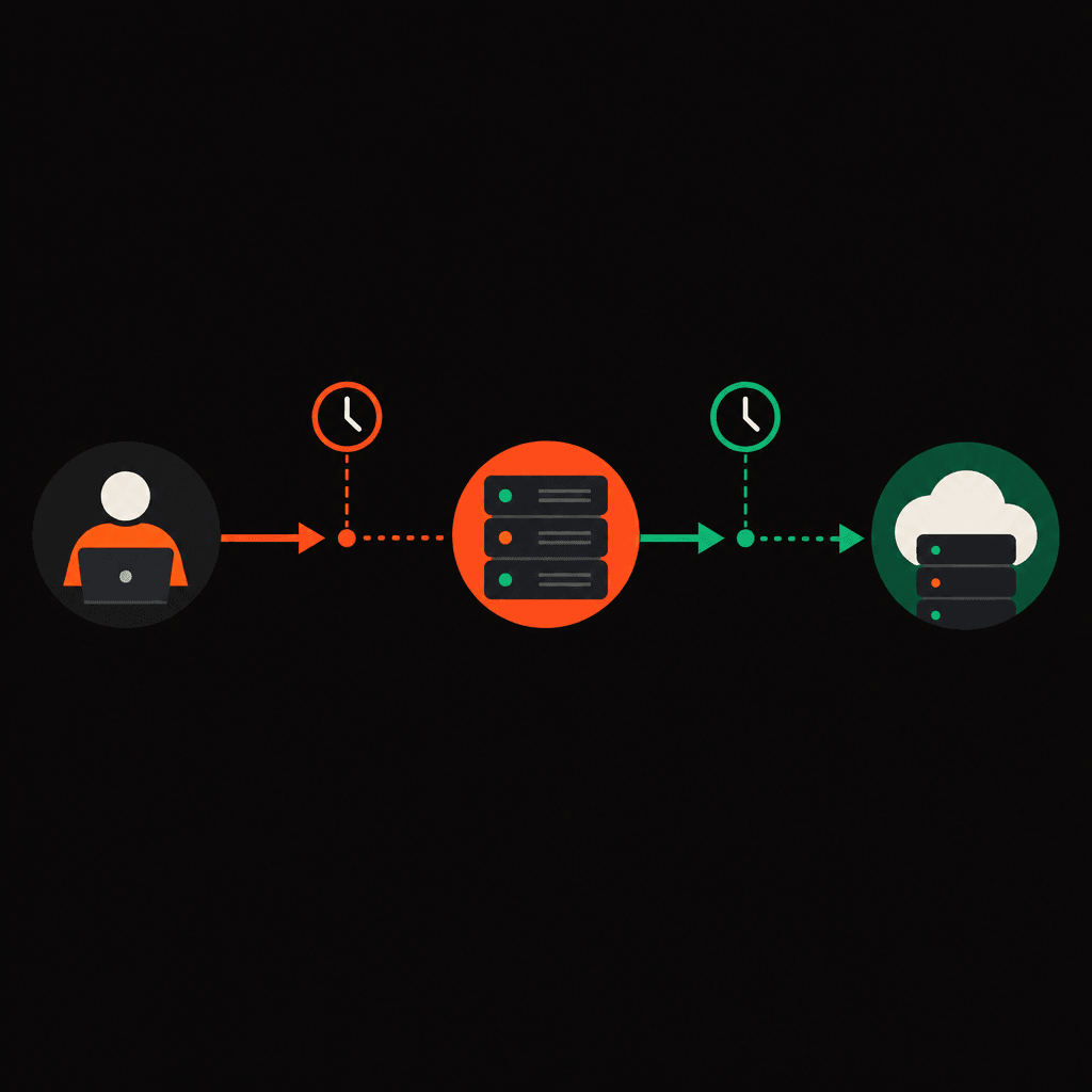 Client-to-proxy-to-destination path with timeout checkpoints