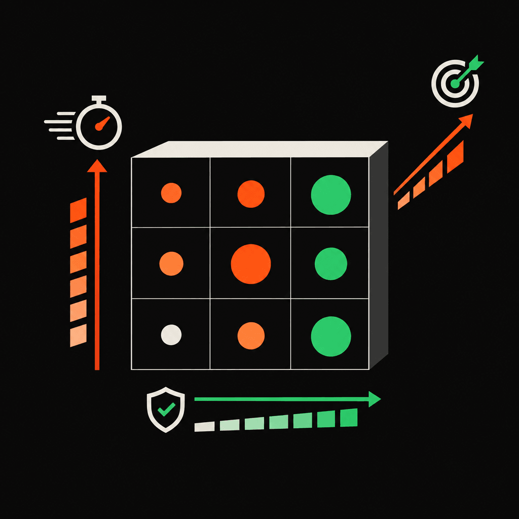 Workload test matrix mapping speed, stability, and successful completion