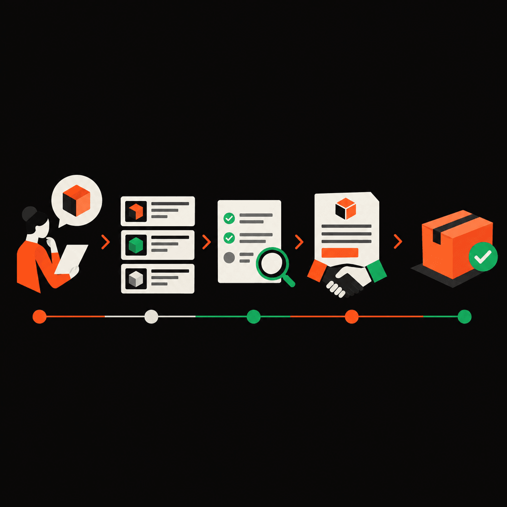 Procurement workflow from requirements to verified purchase decision